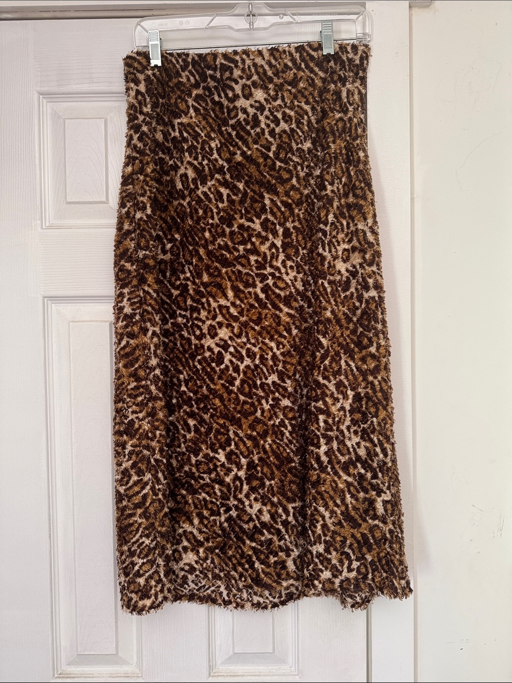 Loeffler Randall Leopard Print Fuzzy Midi Skirt - Brown